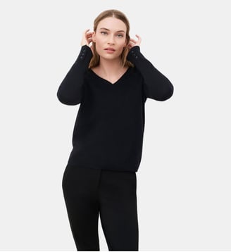Pull mvickie 100% cachemire - Motif uni - Caroll - Noir