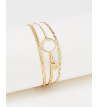 bracelet cuirs et chaines Tabatha Metallic gold - Flowers for Zoe - Doré