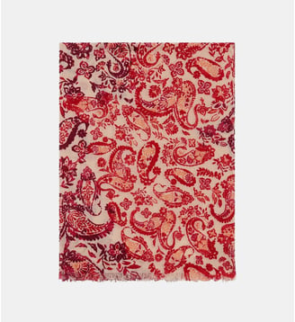 Foulard lailey 100% laine - Motif ethnique - Caroll - Rouge foncé
