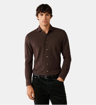 Chemise Coupe Ajustée En Jersey Chinée - Hackett London - Dark brown