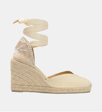 Espadrilles compensées en jute tressée à découpe en V CHIARA - Castaner - Ivoire
