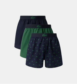 Lot de 3 caleçons popeline de coton - Lacoste - Bleu marine, vert et bleu marine