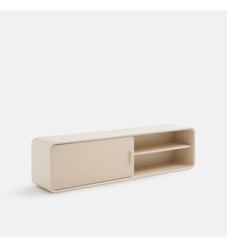 Meuble TV suspendu laqué mat, longueur 140 cm - La Redoute Interieurs - Beige