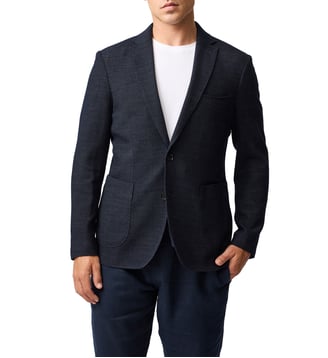 Veste blazer slim en laine et coton à élastique Haldon - Rodd & Gunn - Midnight