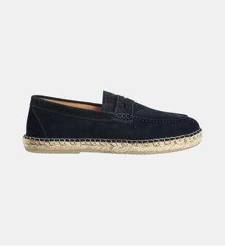 Espadrille manitas - cuir velours - Colisée Paris - Bleu marine