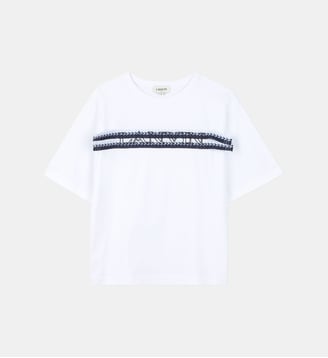 Tee-shirt manches courtes - Lanvin Kids - Blanc et bleu
