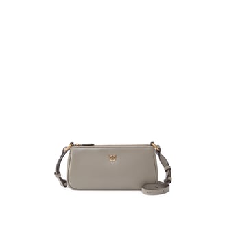 Sac à bandoulière mini half moon en cuir - Pinko - Noyer et or antique