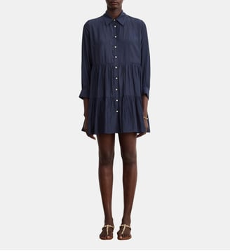 Robe chemise courte à volants - AMANCE - Pablo - Marine