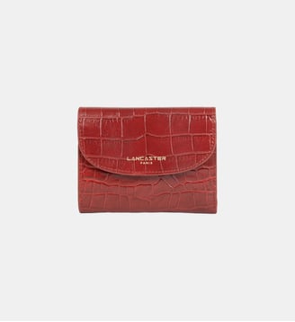 Portefeuille dos à dos cuir embossé croco - Lancaster - Rouge