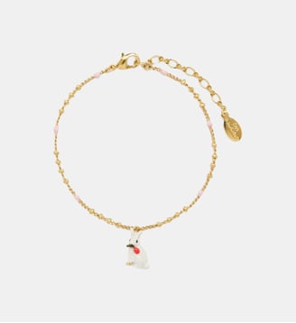 Bracelet pendentif lapin blanc - Les Néréides - Rose