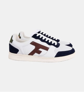 Baskets basses Hazel cuir - Faguo - Blanc et bleu