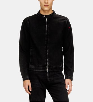Blouson moto en denim lavé propre - Diesel - Noir