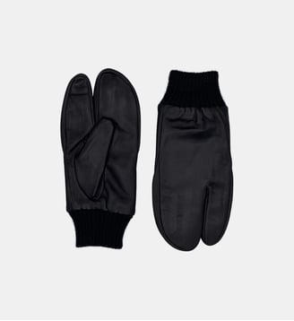 Gants Sakura Femme Cuir Doublés Lapin - Agnelle - Noir