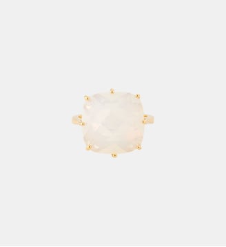Bague solitaire pierre carrée La Diamantine blanc opalescent Les Néréides