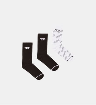 Lot de trois paires de chaussettes en coton avec logo intégral Diesel