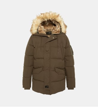 Parka à capuche avec fausse fourrure amovible - Schott - Kaki