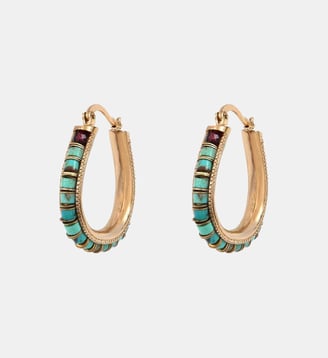 Boucles d'oreilles créoles   - Ninon - Satellite - Bleu turquoise