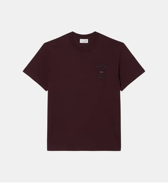 T-shirt jersey coton broderie - Lacoste - Marron