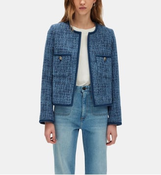 Veste à galon en tweed - RAFEA - Pablo - Indigo