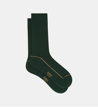 Chaussettes mi-hautes côtelées Mode - Dim - Vert foncé