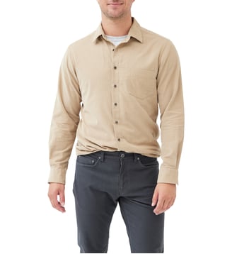 Chemise unie slim en coton manches longues Coal Stream - Rodd & Gunn - Taupe