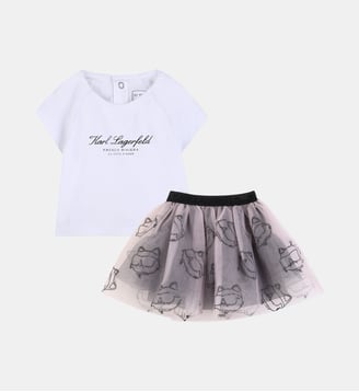 Ensemble t-shirt et jupe - Karl Lagerfeld Kids - Blanc et rose