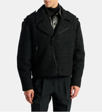 Veste biker en tweed - Balmain - Noir
