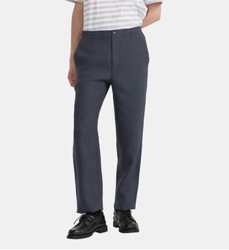 pantalon Julen en toile de lin bleu - Agnès b. - Gris mine