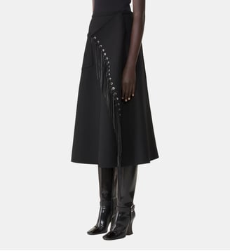 Jupe À Franges En Laine Cachemire Double Face - Lanvin - Noir