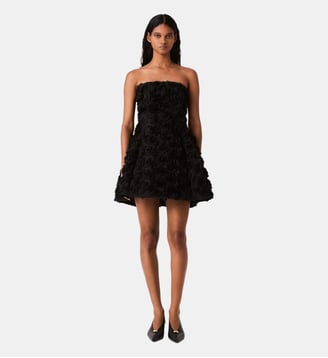 Robe bustier ornée de fleurs - Maje - Noir