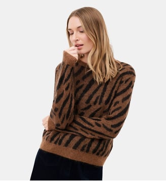 Pull mtania - Motif graphique - Caroll - Marron foncé
