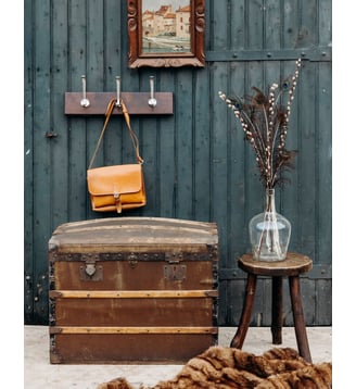 Grande malle en bois Lucienne N°267- Produit chiné - Debongout - Bois foncé