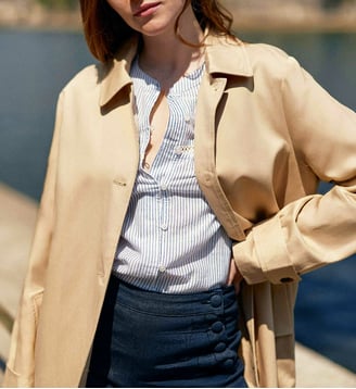 Trench col chemise uni NEVIN - La Petite Etoile - Beige