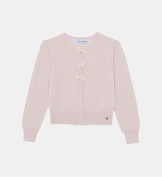 Cardigan - Rosée laine nœuds - Tartine Et Chocolat - Rose pâle