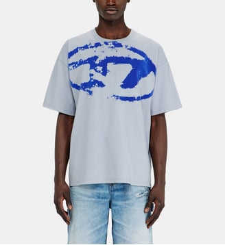T-shirt avec logo floqué effet vieilli - Diesel - Bleu clair