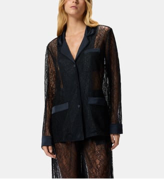 Veste en dentelle et satin - Pinko - Bleu nuit sans lune