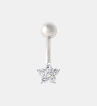 Piercing nombril fleur en acier inoxydable avec strass de zirconium - Balaboosté - Argenté