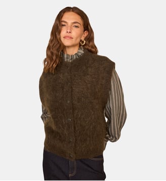 Gilet Sans Manches En Mohair Mélangé Aymie - Maison 123 - Kaki