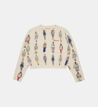 Pull ras du cou avec logo - Marni - Écru
