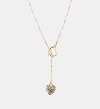 Collier à pendentifs cœurs dorés et strassés - Balaboosté - Doré