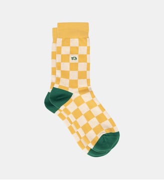Chaussettes en coton peigné carreaux - Billybelt - Jaune
