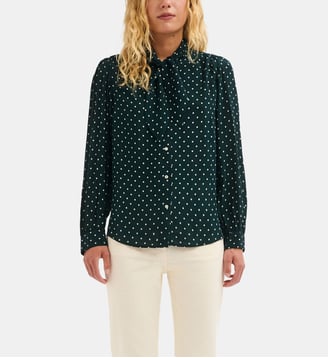 Chemise col cravate à pois - LOUISE - Pablo - Vert