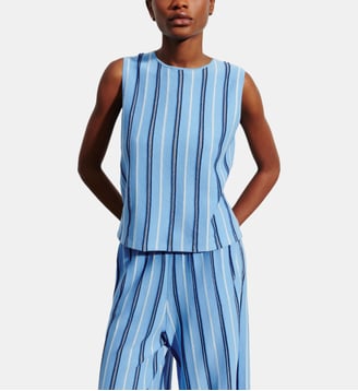 Top sans manches à rayure - Bompard - Bleu althea
