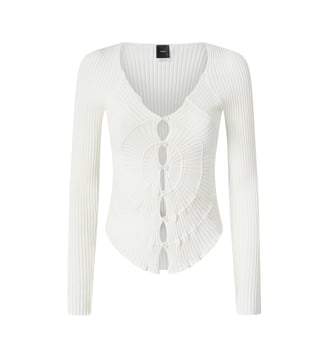 Cardigan côtelé ajusté à motif soleil Pinko