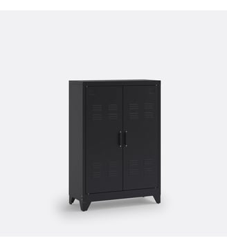Armoire basse 2 portes en métal acier - La Redoute Interieurs - Noir