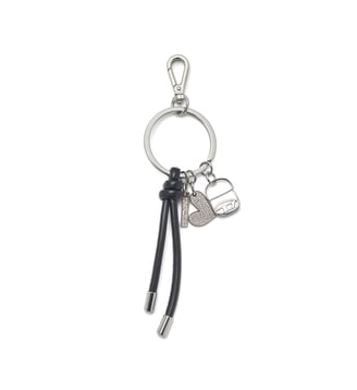 Porte-clés orné de pendentifs cœur et sac - Diesel - Gris argenté et noir