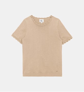 T-shirt manches courtes col rond uni MELINDA - La Petite Etoile - Beige