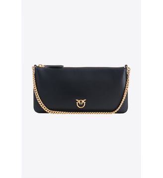 Horizontal flat bag en cuir - Pinko - Noir et doré