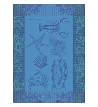 Torchon pur coton - Garnier Thiebaut - Bleu