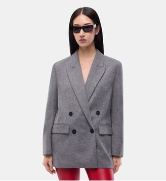 Veste croisée en laine mélangée - Pinko - Gris corbeau
